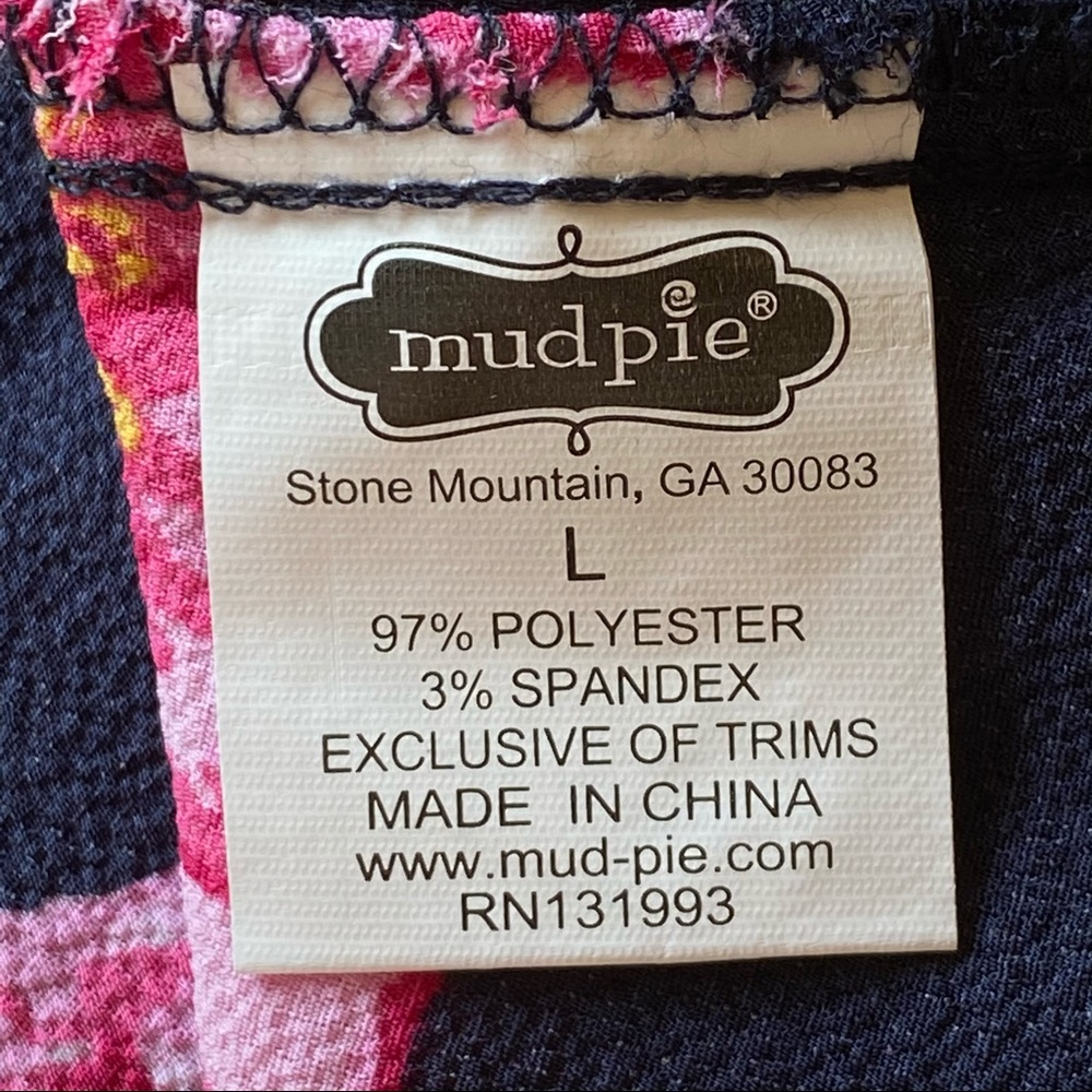 Mud Pie Lawson Top Blue Pink Floral Cold Shoulder NWT size Large L Lg NEW - Picture 10 of 13